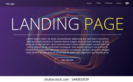 Landing page template. 3d abstract background. Vector illustration. Asbtract background design