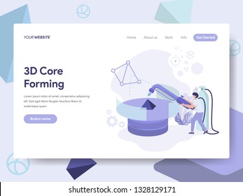 Landing page template of 3D Core Forming Illustration Concept. Isometric flat design concept of web page design for website and mobile website.Vector illustration
