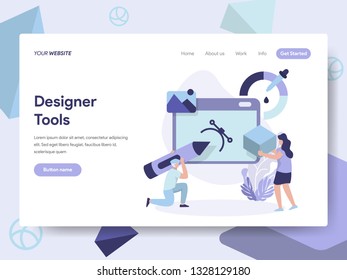 Landing page template of 3D Designer Tools Illustration Concept. Isometric flat design concept of web page design for website and mobile website.Vector illustration