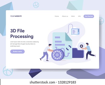 Landing page template of 3D File Document Illustration Concept. Isometric flat design concept of web page design for website and mobile website.Vector illustration