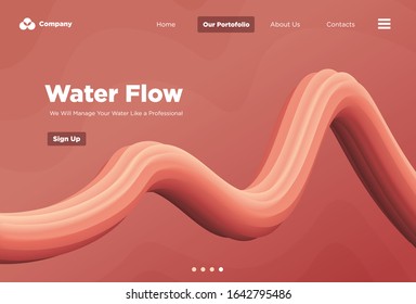 Landing Page Template. 3D Flow Shape. Web Page Design perfect for your Design Project, Background, Business, Banner, Cover, etc.