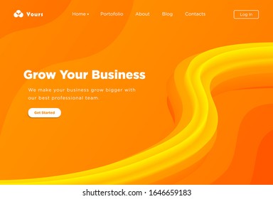 Landing Page Template. 3D Fluid Shape Website Design Template perfect for your Design Project, Background, Wallpaper, Banner, Etc.