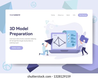 Landing page template of 3D Printing Model Illustration Concept. Isometric flat design concept of web page design for website and mobile website.Vector illustration