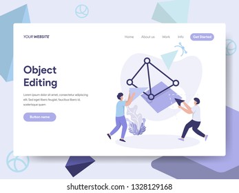 Landing page template of 3D Printing Object Editing Illustration Concept. Isometric flat design concept of web page design for website and mobile website.Vector illustration