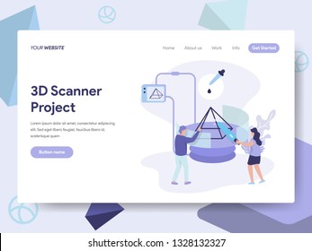 Landing page template of 3D Scanner Illustration Concept. Isometric flat design concept of web page design for website and mobile website.Vector illustration