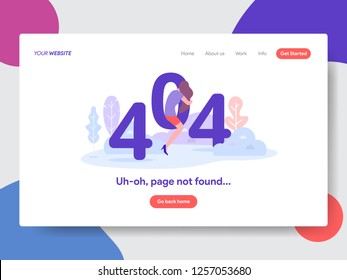 Landing page template of 404 Error. Modern flat design concept of web page design for website and mobile website.Vector illustration