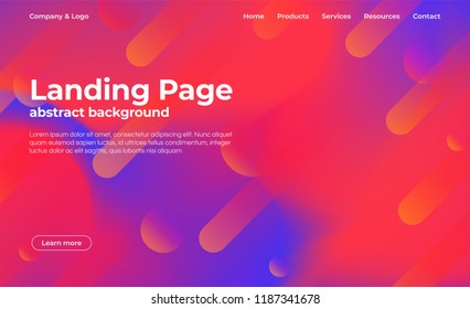 Landing page template. Abstract background with gradient shapes. Colorful background for website. Vector
