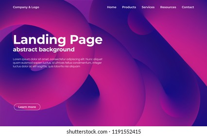 Landing page template. Abstract background with fluid shapes, liquid abstract backdrop. Colorful background for website. Vector