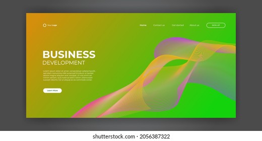Landing page template with abstract banner background for business