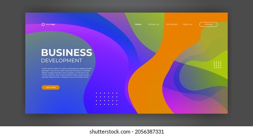 Landing page template with abstract banner background for business