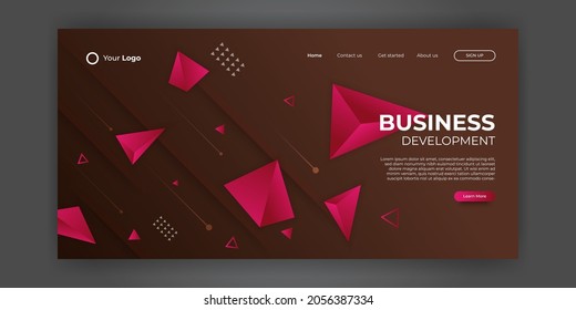 Landing page template with abstract banner background for business