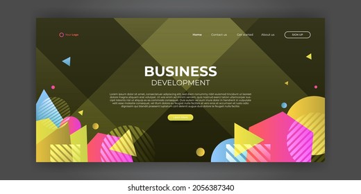 Landing page template with abstract banner background for business