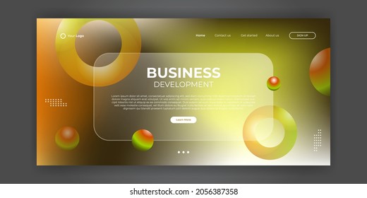 Landing page template with abstract banner background for business