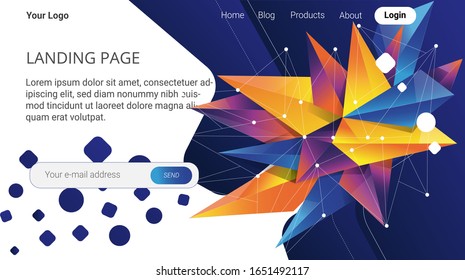 Landing page template with abstract colorful geometric background. Modern flat design concept of web page design for website and mobile website. Easy to edit and customize. Vector illustration