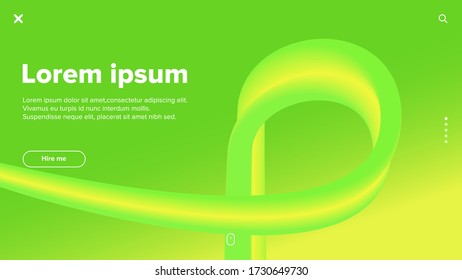 Plantilla de página de inicio, diseño abstracto con formas geométricas. Gradiente verde de moda. Diseño de la cubierta de fluidos. Afiche digital horizontal. Banner comercial de Smm