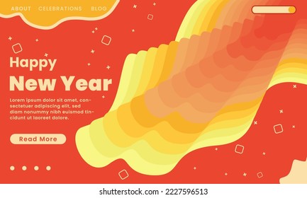 Landing page Template - Abstract design with red and yellow colours. Happy new year.