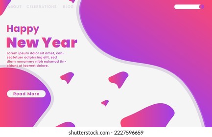 Landing page Template - Abstract design with geometric shapes. violet colours. Happy new year.