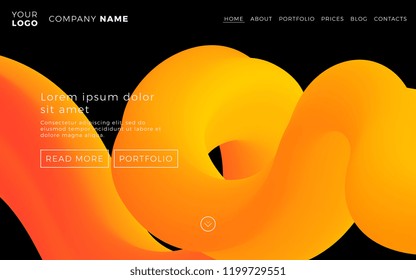 landing page template with abstract fluid shapes. modern concept of web page design for website and mobile website. easy to edit and customize vector illustration