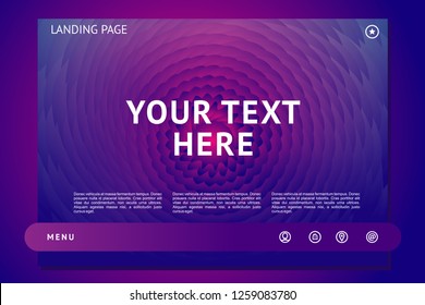Landing page template with abstract vector shape. Futuristic design, vibrant gradient.