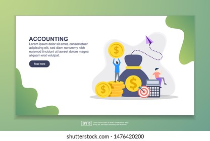Landing page template of Accounting. financial freedom, saving money, investment. Modern flat design concept of web page design for website and mobile website. Easy to edit and customize.