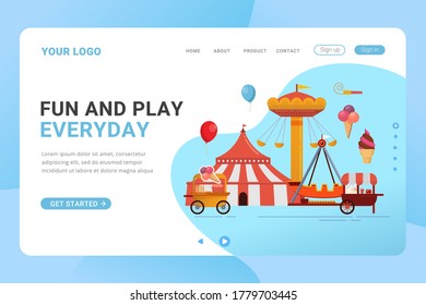 Landing page template amusement park design concept