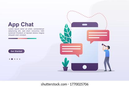 Landing page template of App Chat in gradient effect style