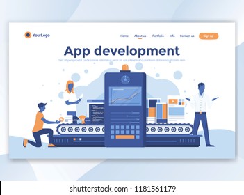 Landing page template of App development. Modern flat design concept of web page design for website and mobile website. Easy to edit and customize. Vector illustration