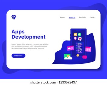 Landing page template of App Development. Modern flat design concept of web page design for website and mobile website. Easy to edit and customize. Vector illustration EPS 10.