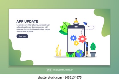 Landing page template of App update. Modern flat design concept of web page design for website and mobile website. Easy to edit and customize.