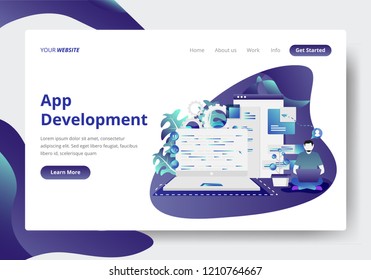 Landing page template of Application Development services. Modern flat design concept of web page design for website and mobile website.Vector illustration