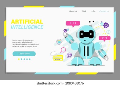 Landing page template of artificial intelligence concept. vector illustration.