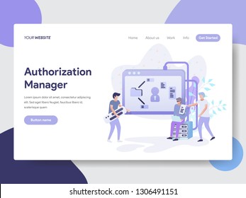 Landing page template of Authorization Manager Illustration Concept. Modern flat design concept of web page design for website and mobile website.Vector illustration