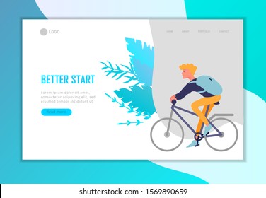 Landing page template with Back to school flat vector illustration. Preteen and teenage schoolkids. Schoolmates, friends cartoon characters. Schoolboys and schoolgirls