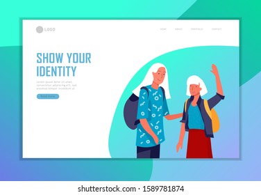 Landing page template with Back to school flat vector illustration. Preteen and teenage schoolkids. Schoolmates, friends cartoon characters. Schoolboys and schoolgirls