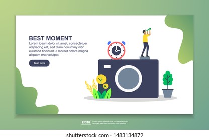 Landing page template of best moment. photography concept. Modern flat design concept of web page design for website and mobile website. Easy to edit and customize.