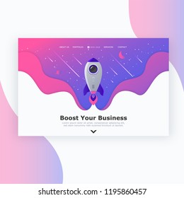 Landing page template of Boost your business. Modern flat design concept of web page design for website and mobile website. Easy to edit and customize. Vector illustration