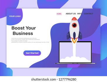 Landing Page Template Of Boost Your Business. Startup Your Project For Website And, Landing Pages, Templates, UI, Web, Mobile Applications, Posters, Banners. Launching New Product Or Service.