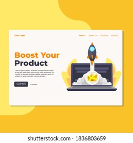 Landing page template of Boost Your Product. Modern flat design concept of web page design for website and mobile website. Easy to edit and customize. Vector Illustration