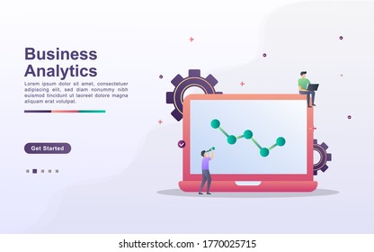 Landing page template of business analytics in gradient effect style