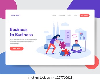 Landing page template of Business to Business Concept. Modern flat design concept of web page design for website and mobile website.Vector illustration