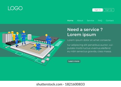 Landing page template of business concept for computer / phone service. Modern flat design concept of web page design for website and mobile website. Easy to edit and customize. Vector illustration