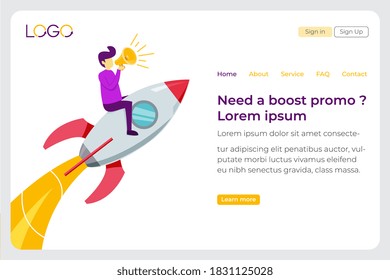 Landing page template of business concept for promo service.
 
Modern flat design concept of web page design for website and mobile website. Easy to edit and customize. Vector illustration.