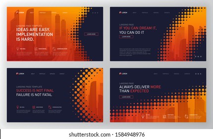 Landing Page Template For Business And Construction. Modern Web Page Design Concept Layout For Website. Vector Illustration. Brochure Cover, Web Banner, Powerpoint Presentation Template.