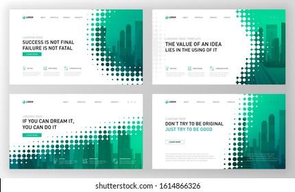 Landing Page Template For Business And Construction. Modern Web Page Design Concept Layout For Website, Powerpoint Template, Keynote Presentation, Facebook Banner, Brochure Cover, Annual Report.