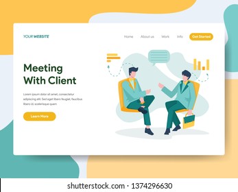 Landing page template of Business Meeting with Client Illustration Concept. Modern Flat design concept of web page design for website and mobile website.Vector illustration