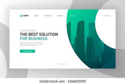 Landing page template for business. Modern web page design concept layout for website. Vector illustration.