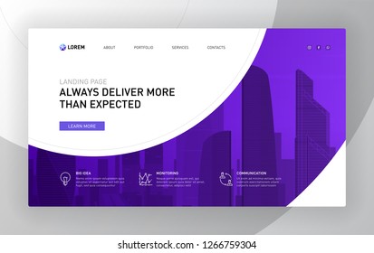 Landing page template for business. Modern web page design concept layout for website. Vector illustration.