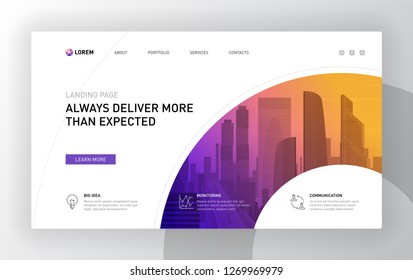 Landing page template for business. Modern web page design concept layout for website. Vector illustration.