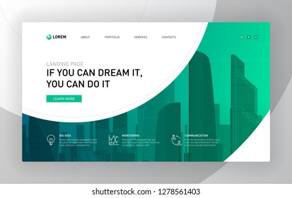 Landing page template for business. Modern web page design concept layout for website. Vector illustration.