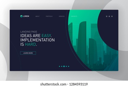 Landing page template for business. Modern web page design concept layout for website. Vector illustration. Brochure cover, banner, slide.